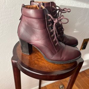 Women's Wine colored  Lace-Up Ankle Boots